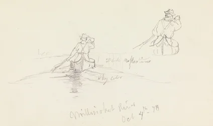 Studier av Man Paddling Canoe på Millinocket River